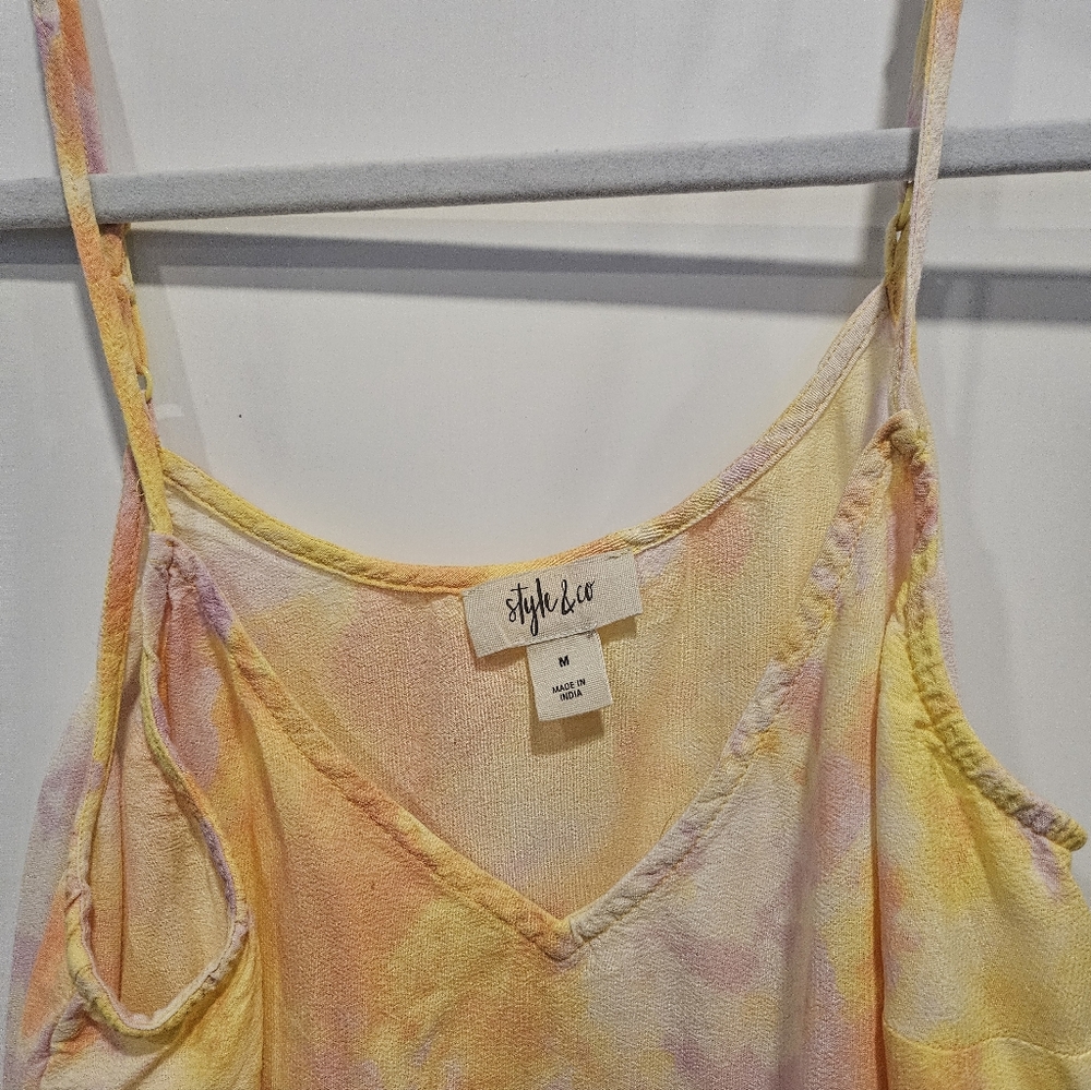 Style & Co Yellow and Pink Tie-Dye Maxi Dress Size M - Picture 4 of 11